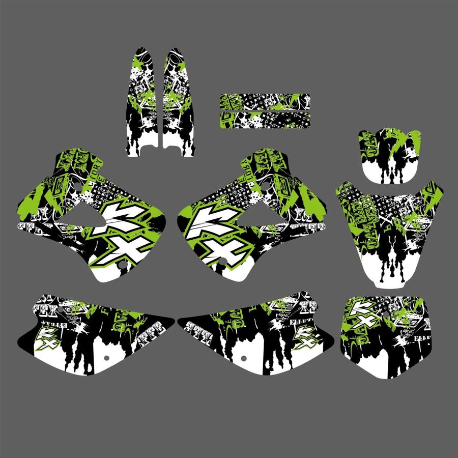 並行輸入品 フルグラフィック背景デカールステッカーフィッシュボーンステッカーKX 85 100 KX85 KX100 1998 2012 2011 2010 2009 2008 2007 2006 2005