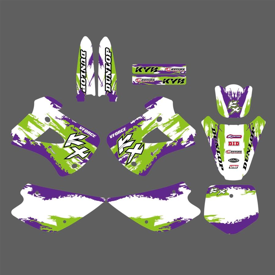 並行輸入品 フルグラフィック背景デカールステッカーフィッシュボーンステッカーKX 85 100 KX85 KX100 1998 2012 2011 2010 2009 2008 2007 2006 2005