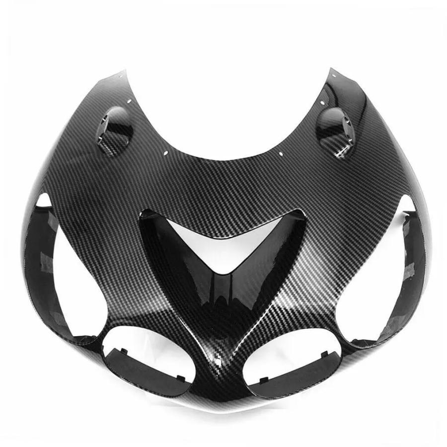 並行輸入品 カワサキニンジャZX14R 2006 2011カーボンアッパーノーズシュラウドカバーフロントウィンカーブラケットヘッドライト低パネルフェアリング_1