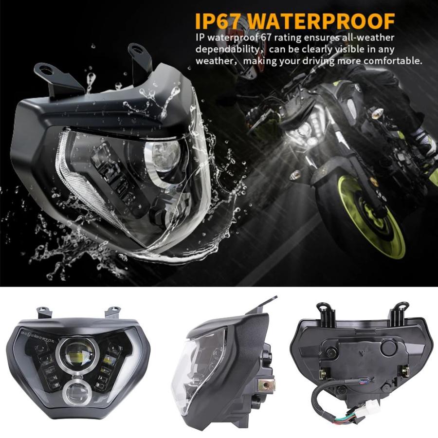 並行輸入品 ヤマハMT09 FZ09 MT 09 07 MT07用ヘッドライトアセンブリ 高輝度ビーム IP67 E24 92W FZ 09 MT 09_2