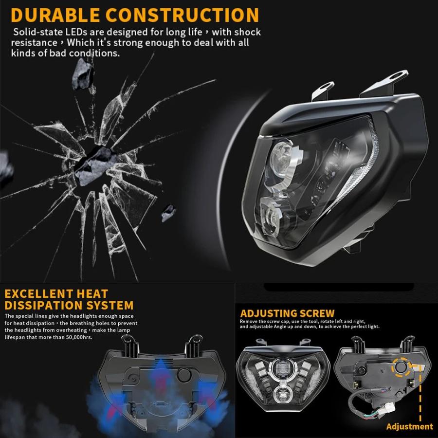 並行輸入品 ヤマハMT09 FZ09 MT 09 07 MT07用ヘッドライトアセンブリ 高輝度ビーム IP67 E24 92W FZ 09 MT 09_4