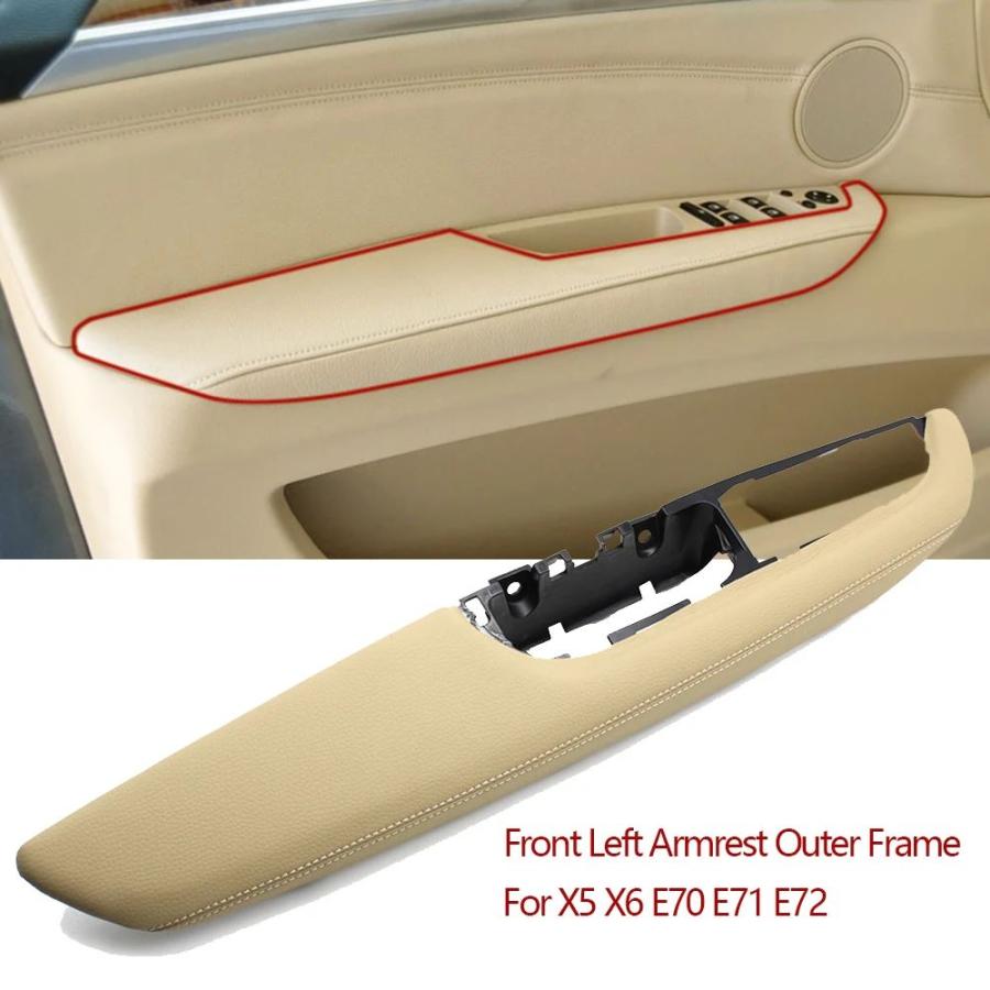 並行輸入品 アウターフレーム BMW x5 x6 e70 e71 e72用交換用LHDインテリアドアハンドル レザーアームレストの画像