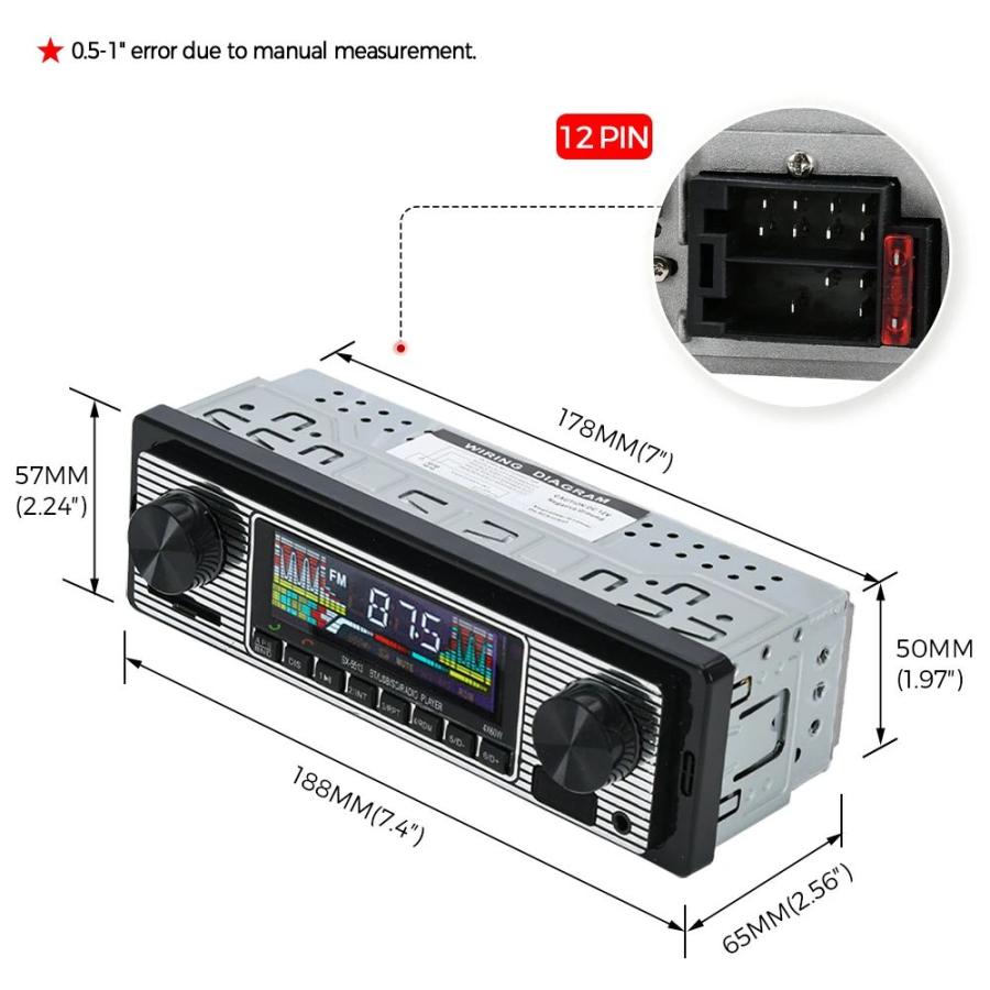 並行輸入品 ヴィンテージカーラジオ車両統合 MP3 プレーヤーワイヤレス