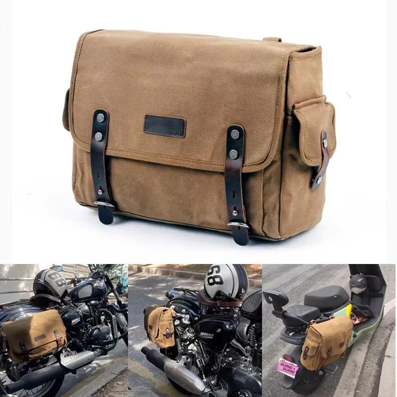 並行輸入品 ヴィンテージオートバイバックパック防水キャンバスレザー