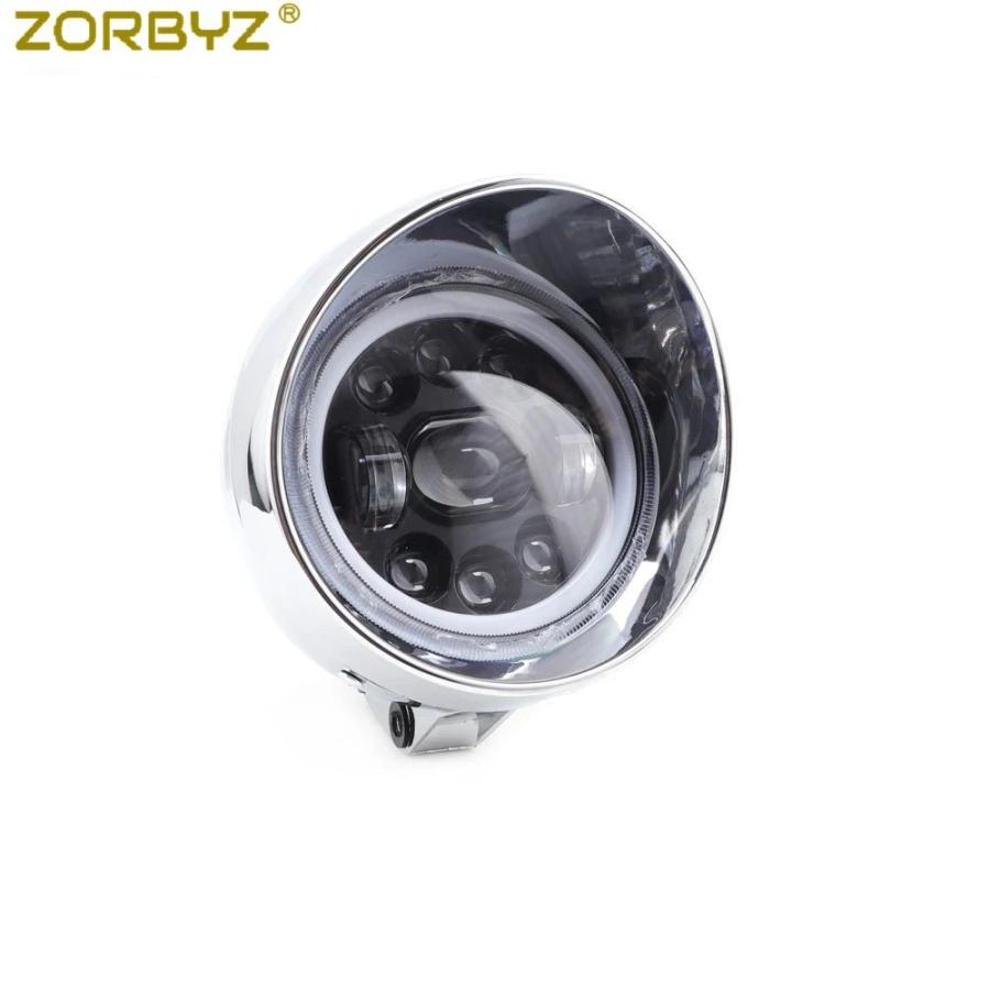 ハーレー LED バレットヘッドライト クローム 汎用 並行輸入品ZORBYZ バイク用 LED クローム 6.5インチ バレットヘッド