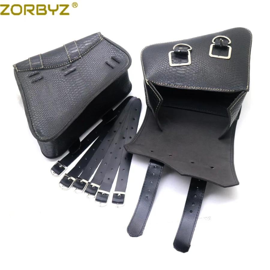 並行輸入品】ZORBYZ バイク用 ブラック サドルバッグ クロコダイル PU