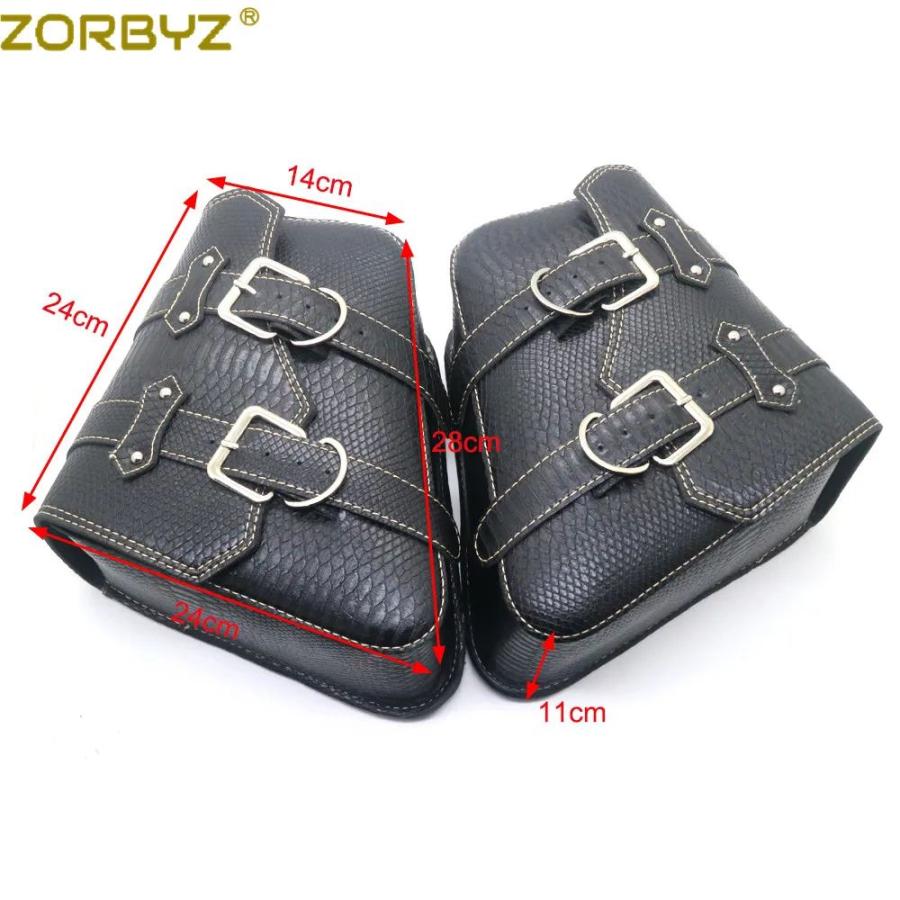 ブラックパレード　バイク用ポーチ 並行輸入品】ZORBYZ バイク用 ブラック サドルバッグ クロコダイル PU