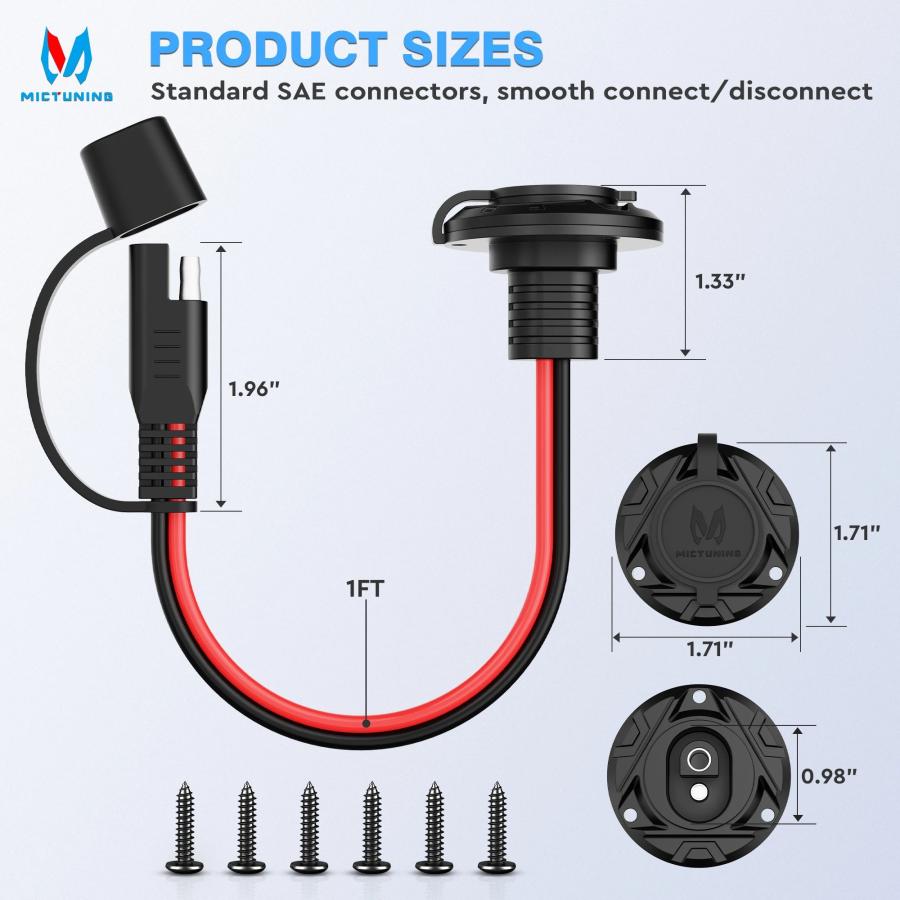 並行輸入品】MICTUNING 1フィートSAEコネクタ 電源ソケットサイド