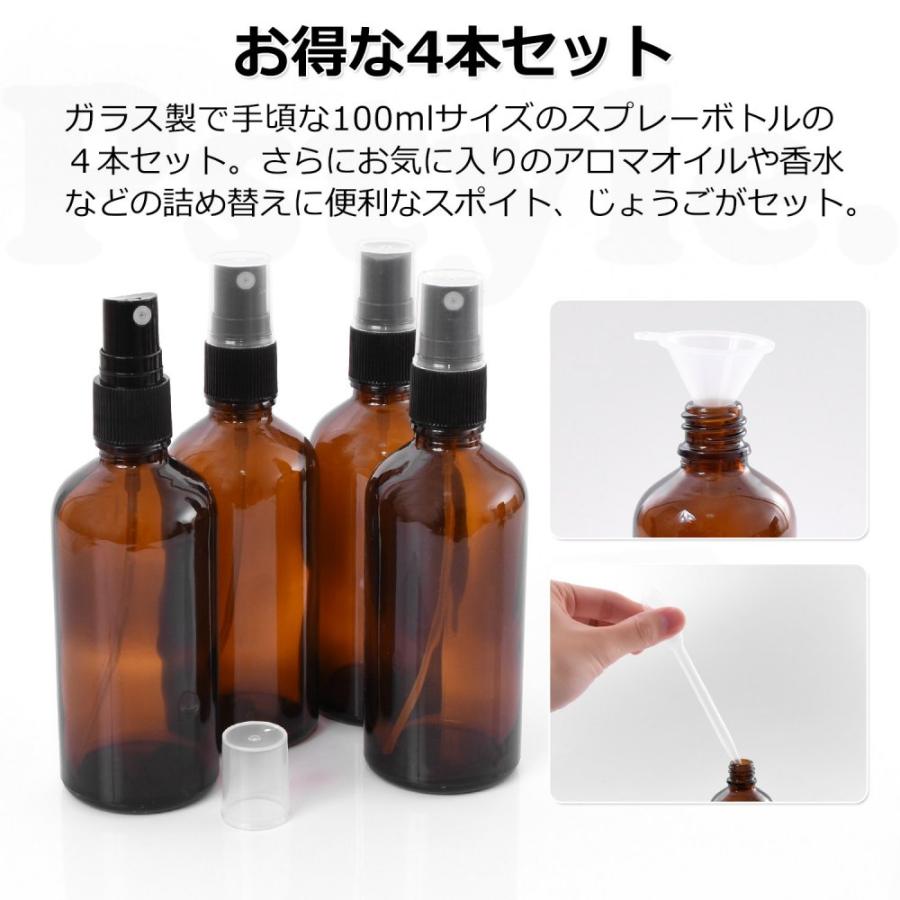 Pstyle. アトマイザー スプレー ボトル 遮光 香水 容器 100ml 4本