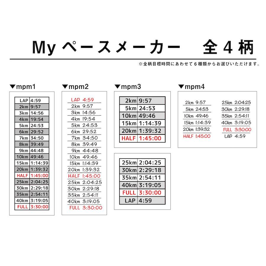 水なしで貼れる 2枚組2セット Myペースメーカー タトゥーシール マラソン ランニング サブ 陸上 ラップタイム 目標タイム シンプル 防水 ...