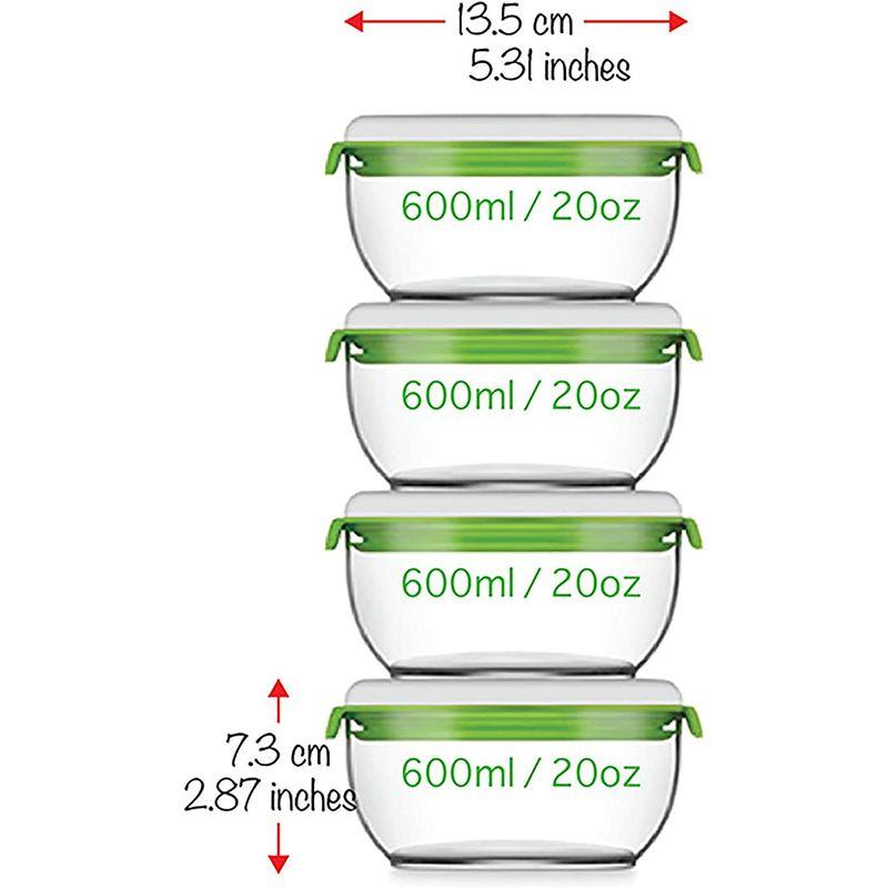 豪華ラッピング無料FOSA 真空密封食品ストレージシステム 再利用可能な小さな容器 サイズ2.8 (真空ポンプは含ま x 5.3インチ 4個パック  20オンス ガラス瓶、キャニスター
