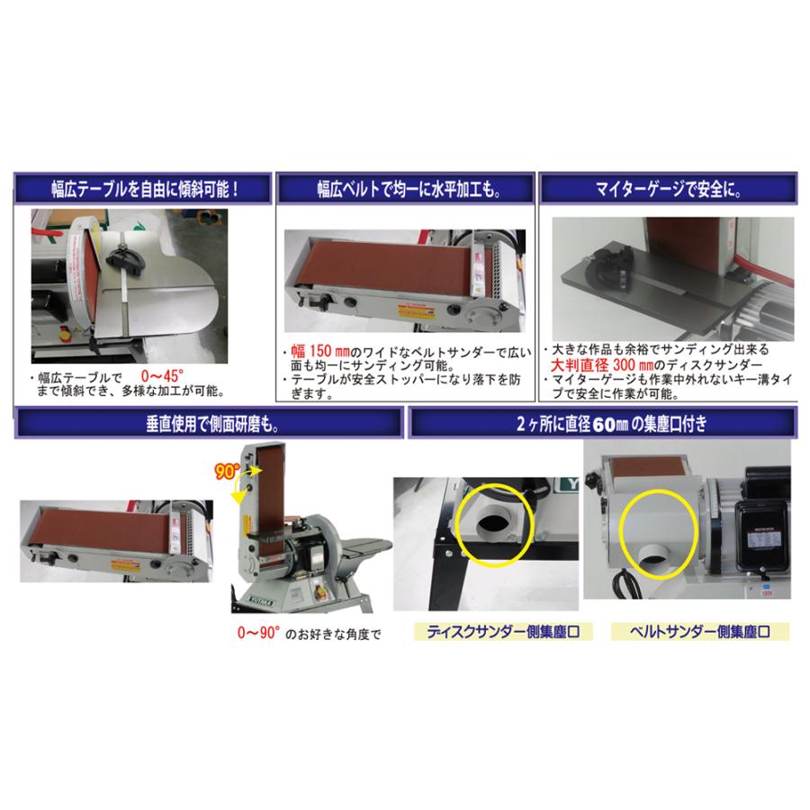 ユタカ 大型ベルトディスクサンダー MS-612WDAY(集じん機付 ユタカ 大型ベルトディスクサンダー MS-612WDAY(集じん機付