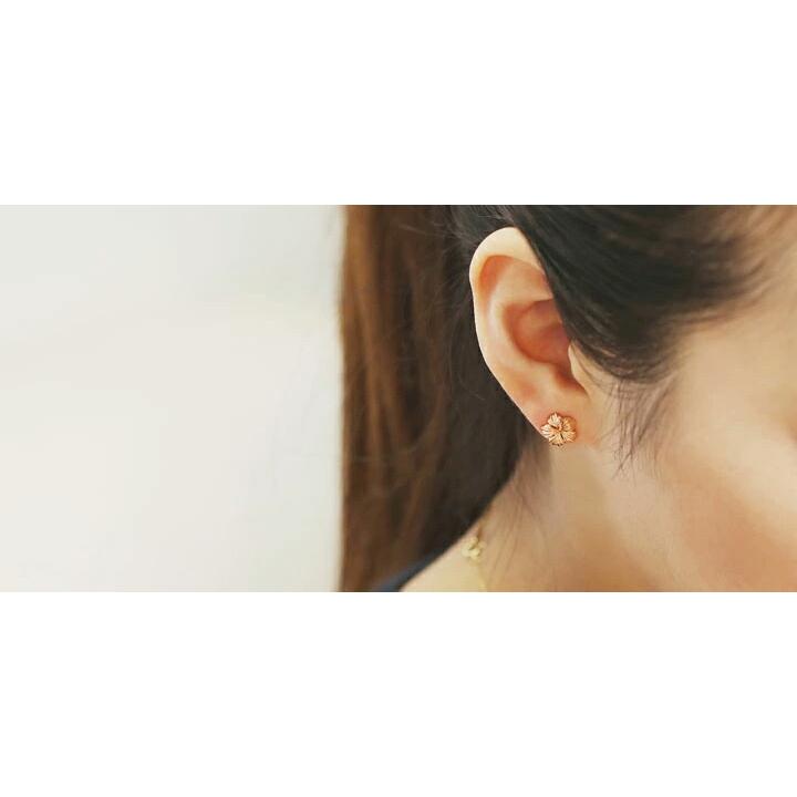 ハワイアンジュエリー K18 ハイビスカス シンプル ピアス ブランド