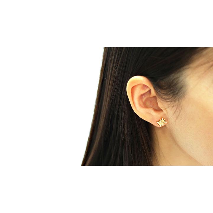 ハワイアンジュエリー K18 サン ( 太陽 ) ピアス18金 プアアリ