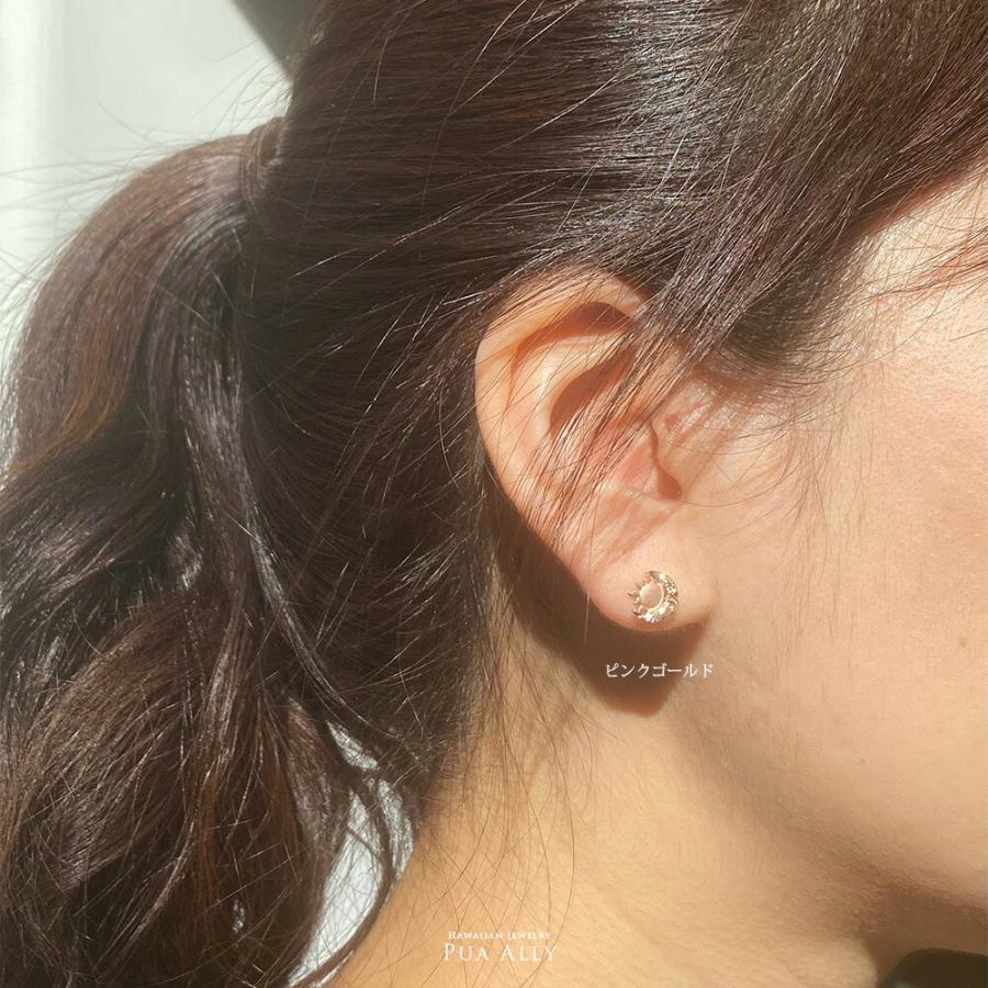 ハワイアンジュエリー ピアスK14 La(太陽)＆Luna(月) ピアス 14金 18金