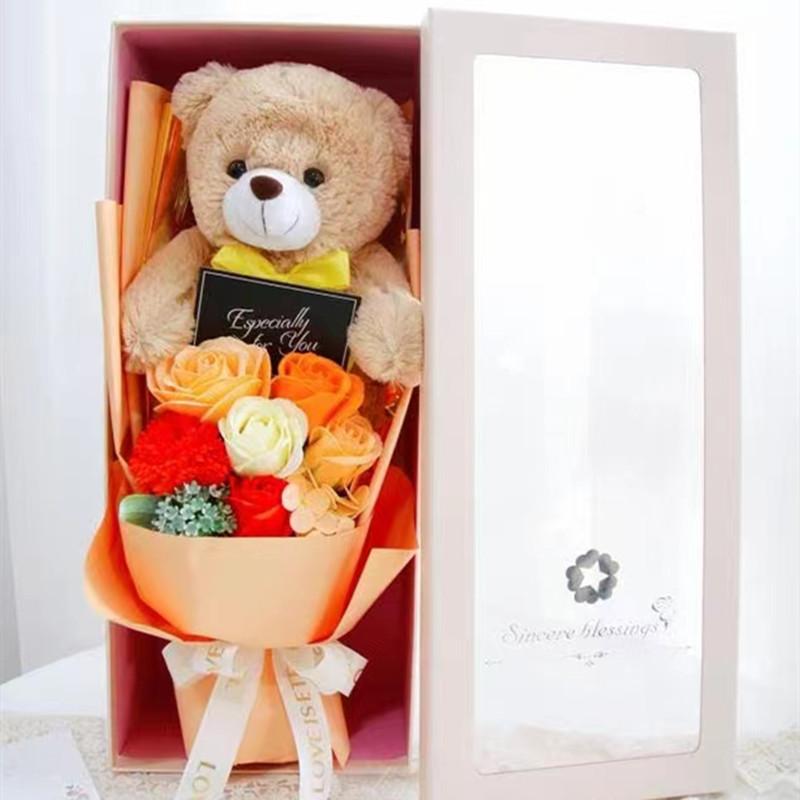 Puanela ソープフラワー 花束 クマ 大きい ぬいぐるみ ブーケ ギフト