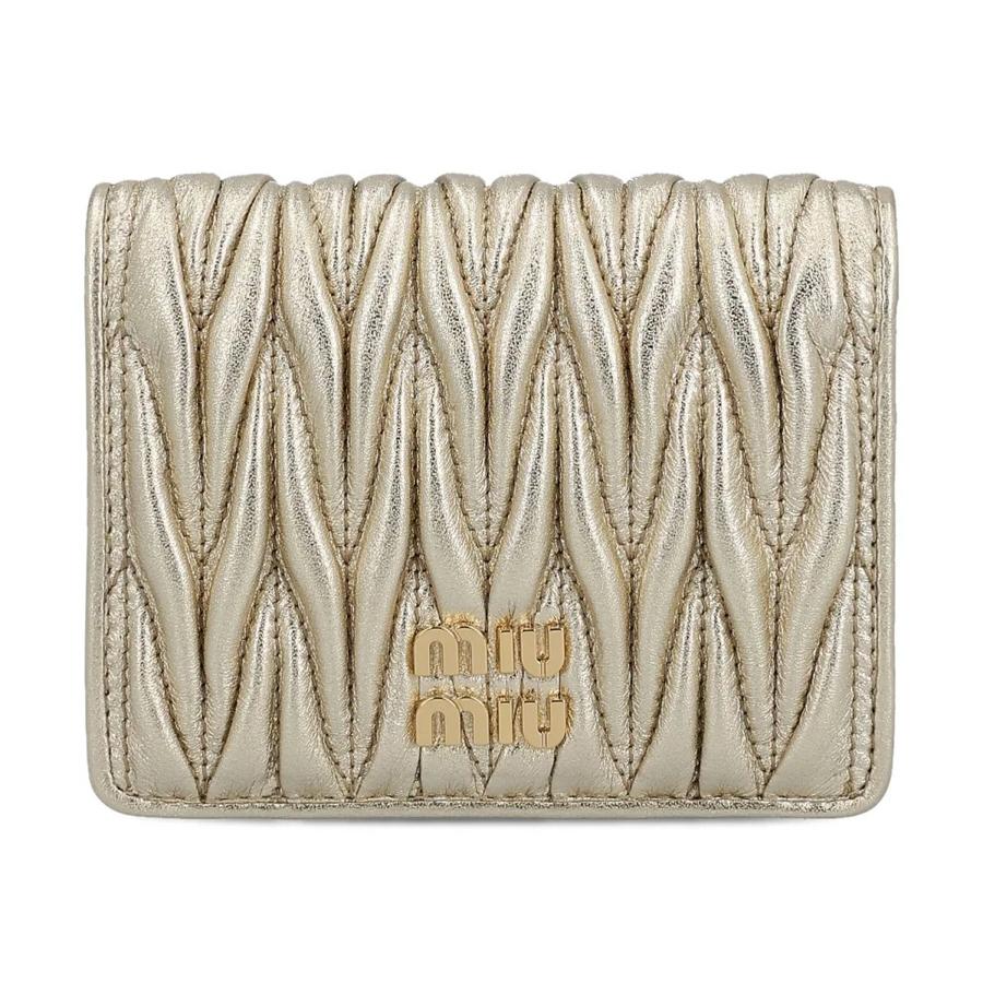 miumiu ミュウミュウ 二つ折り財布 マトラッセ ゴールド