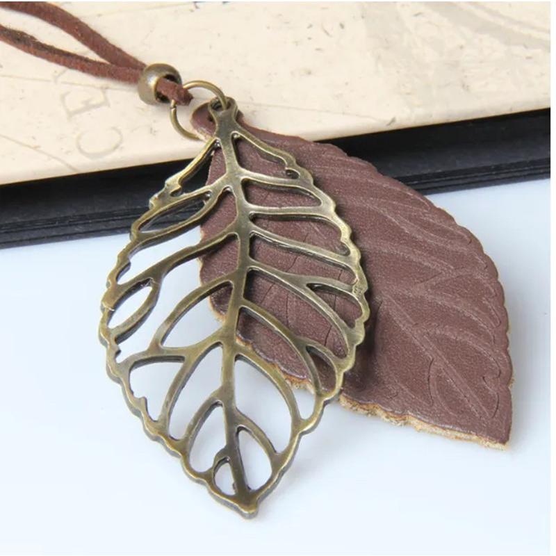 送料無料 レトロ 知的な アクセサリー 透かし彫り 葉っぱ 洋服に合わせ