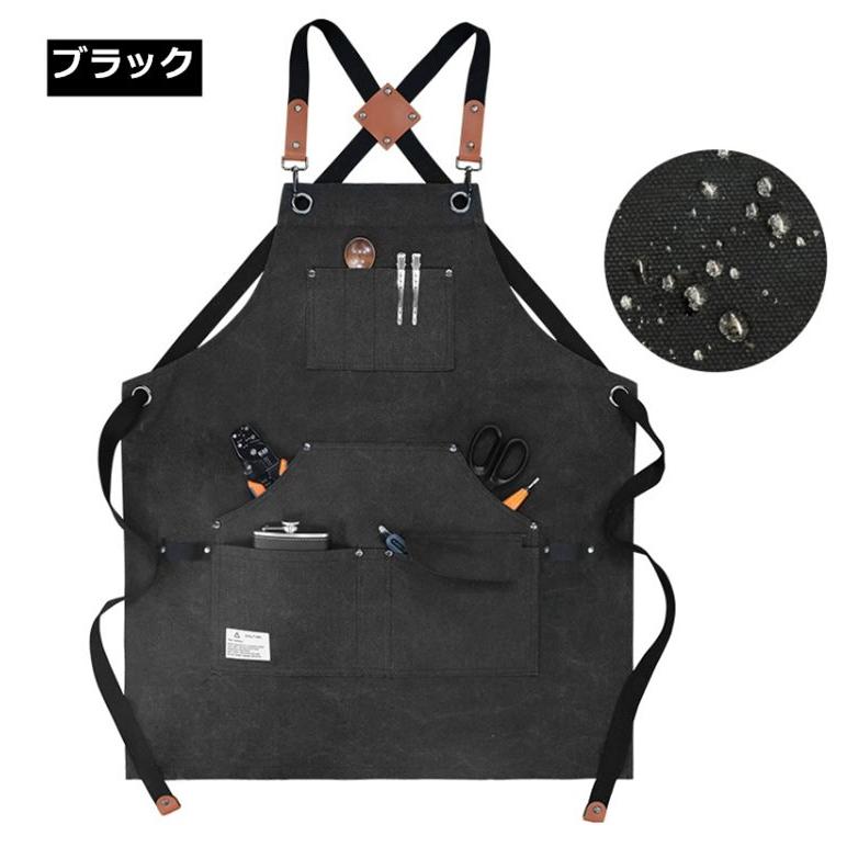 送料無料 エプロン キャンバス 前掛け カフェエプロン 園芸エプロン