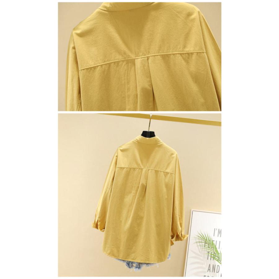 その他ブランド / 長袖シャツ/コットン/イエロー/無地 送料無料 無地シャツ レディース トップス ネルシャツ コットン 長袖