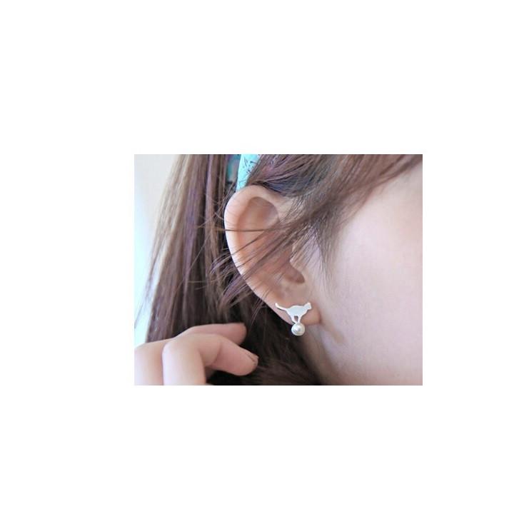 即納 猫 ピアス ネコ ねこ ピアス シルバー シルバー スターリング  