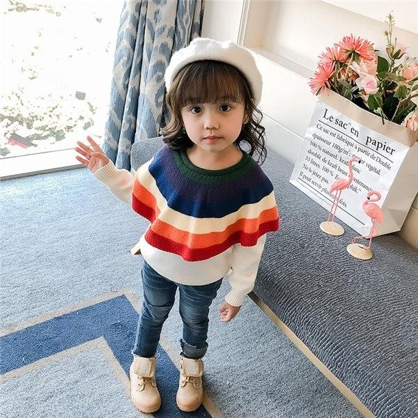 ニットトップス セーター 女の子 子供服 キッズ ニット ポンチョ レインボー プルオーバー 厚手 春秋冬着 リブニット 可愛い 発表会 入園式 卒園式 卒業式 Puchi18ktops プチ シャレット 通販 Yahoo ショッピング