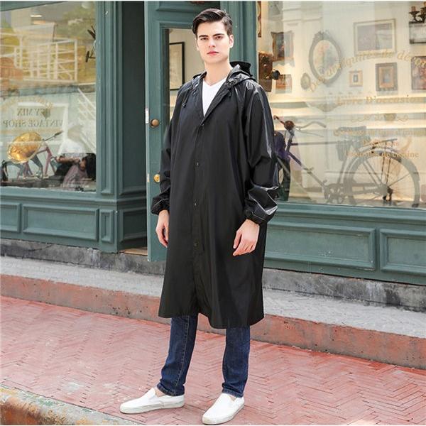 送料無料 レインコート メンズ レインウェア ロング丈 ひざ丈 トレンチ