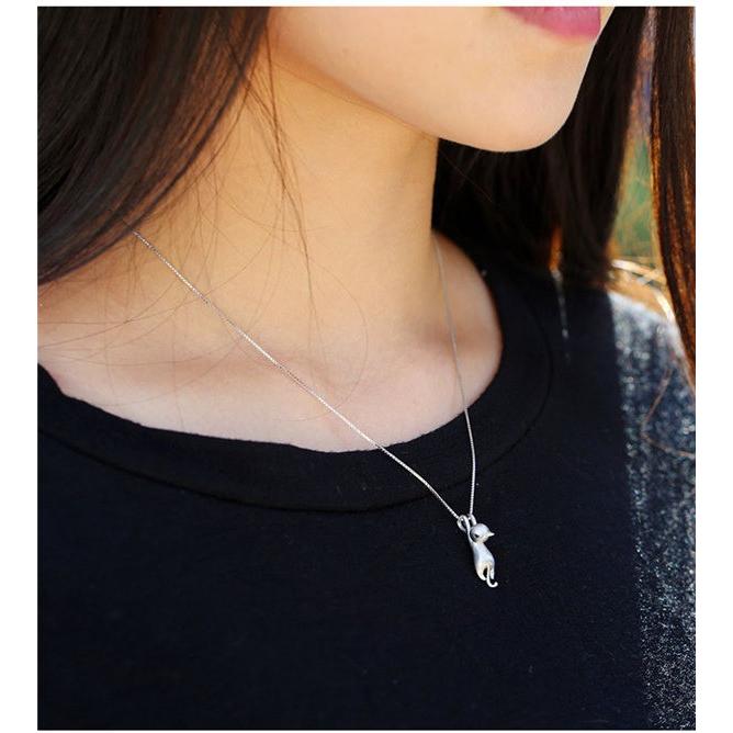 即納 送料無料 ネックレス レディース シルバー ねこ柄 猫柄