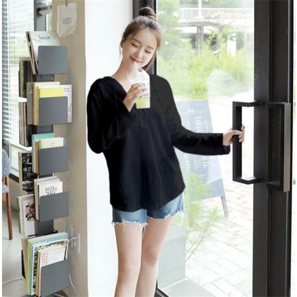 フード付き黒長袖Tシャツ puchi18tops10172-0.jpg