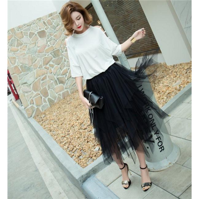 送料無料 チュールスカート プリーツスカート チュール フレア ミモレ