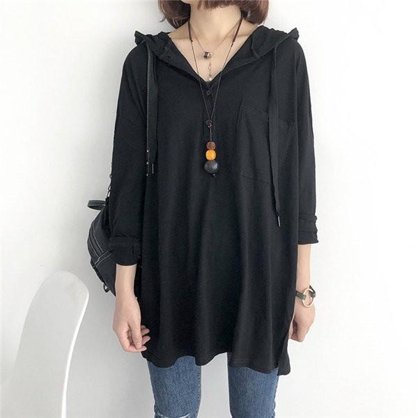 個別即納 送料無料 パーカー レディース 長袖tシャツ フード付き ロンT