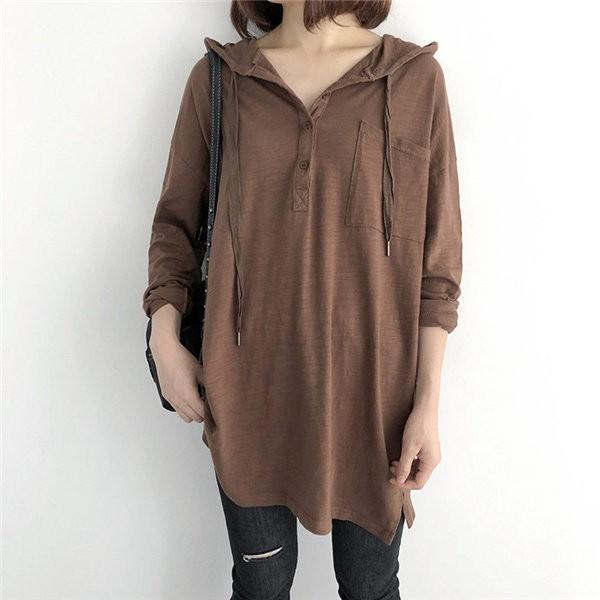 個別即納 送料無料 パーカー レディース 長袖tシャツ フード付き ロンT