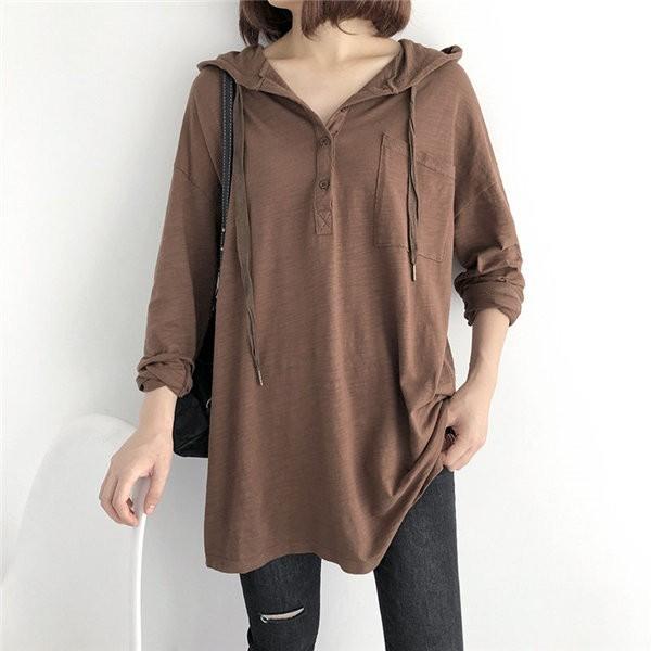 チャコット　ロングパーカー　長袖 個別即納 送料無料 パーカー レディース 長袖tシャツ フード付き