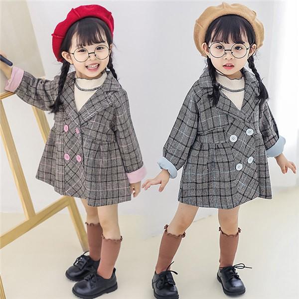 トレンチコート 女の子 スプリングコート チェック柄 ダブルボタン キッズコート 子供服 コート ロングジャケット ベビー 春秋着 Ppid Mukomukokab Go Id