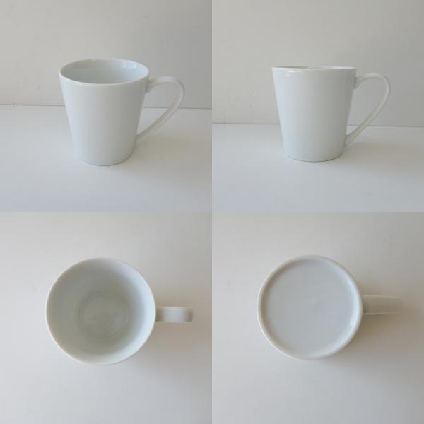 送料無料 マグカップ 白磁 逆三角 マグ 4個 セット 満水 280ml レンジ