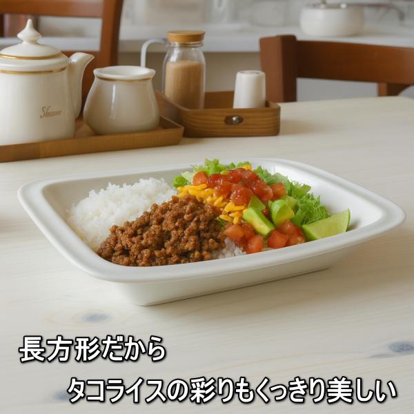 送料無料 レトロ カフェ風 24cm 長方形 カレー皿 3枚 セット 電子