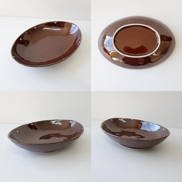 アメ釉薬 24cm 舟形 カレー皿 電子レンジ対応 食洗機対応 美濃焼 日本