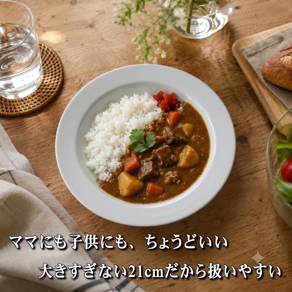 白釉21センチボウル　プレート　2客　パスタ皿　カレー皿 スリム 21cm パスタ皿 白 美濃焼 日本製 深皿 カレー皿 スープ皿