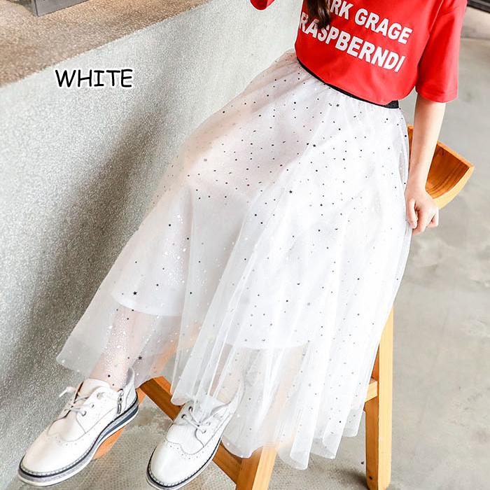 海外子供服 月星柄 シフォン スカート 120cm 130cm 140cm 150cm
