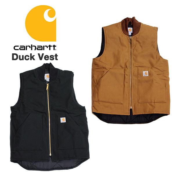 カーハート ジップ ベスト CARHARTT Duck Vest ブラウン ブラック｜puff