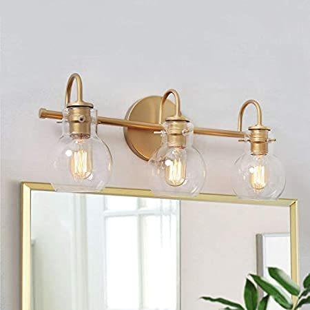 【ついに再販開始！】 特別価格KSANA Gold Bathroom Vanity Light Fixtures with Clear Glass Shade, 22”x7”x9好評販売中 イルミネーションライト