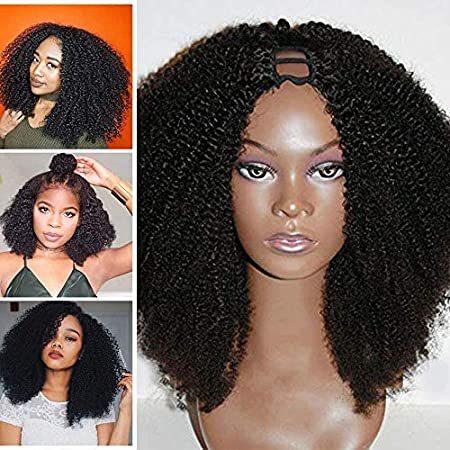 ずっと気になってた Afro Wigs Hair Human Part U Black 特別価格jet 海外の人気商品 Kinky 1x好評販売中 Part Middle Wig Part U Curly レディースアクセサリー Swlhosp Com