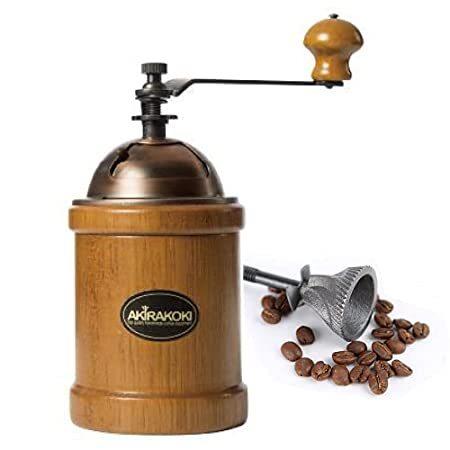 【新作入荷!!】 特別価格AKIRAKOKI 手動コーヒーグラインダー 木製コーヒー豆ミル 鋳鉄バー付き 大容量 ハンドクランク ポータブル 調整可能好評販売中 手挽きコーヒーミル