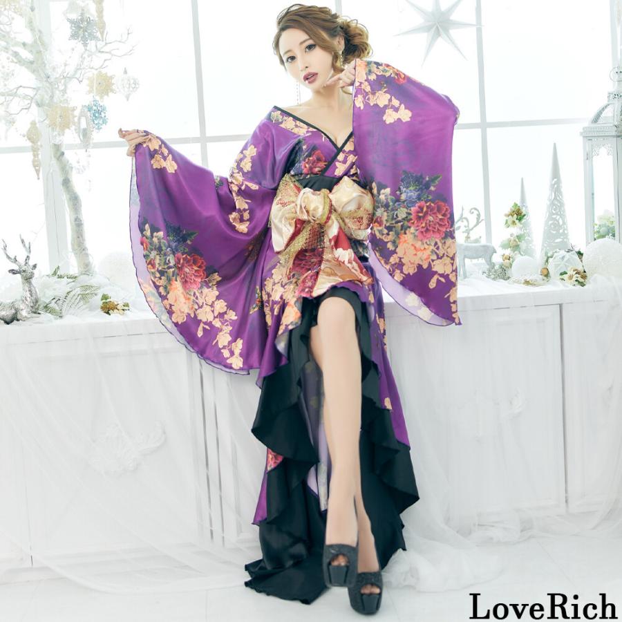 送料無料 着物 ロングドレス 背中見せ 和柄 ロング着物 背中ファスナー  