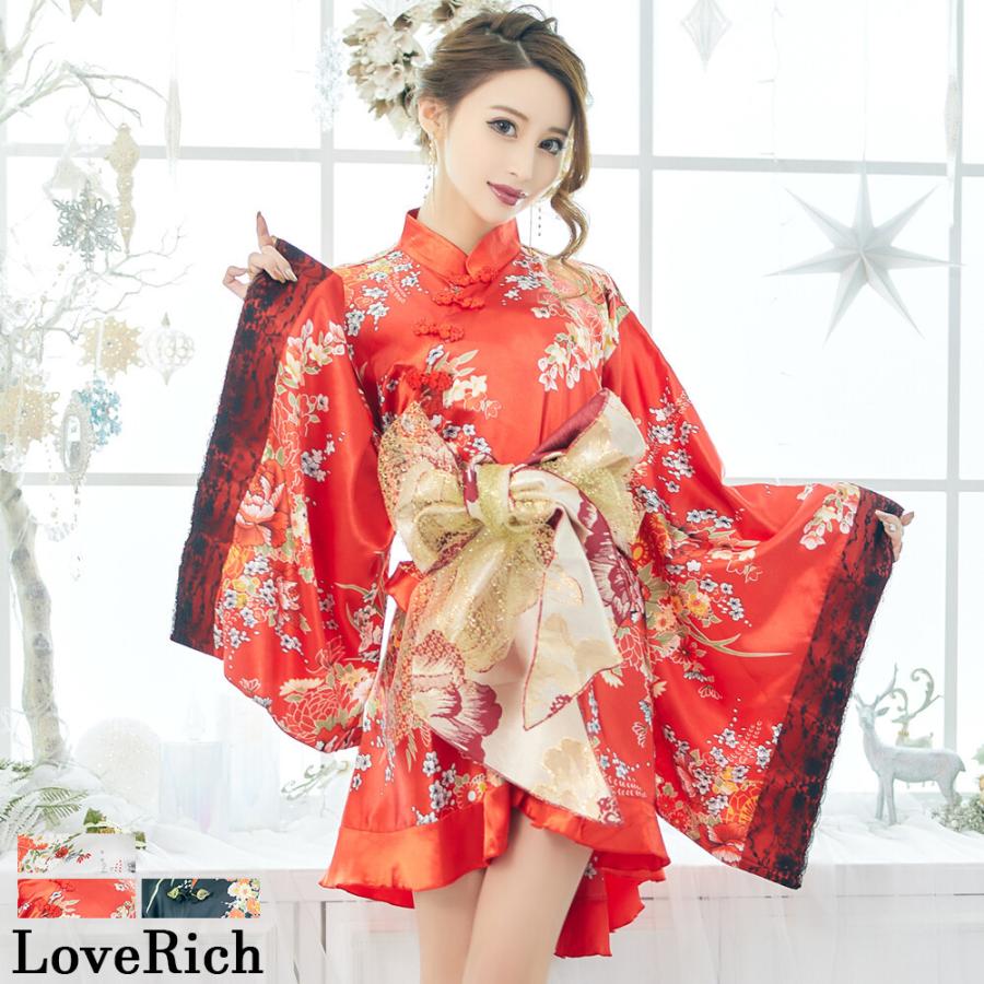 送料無料 チャイナ風 着物ミニドレス 花魁 花柄 レース フリル 豪華帯付き サテン 着物 ドレス 衣装 和装 ダンス コスプレ コスチューム セクシー 着物 和柄 衣装 07 Puick 通販 Yahoo ショッピング