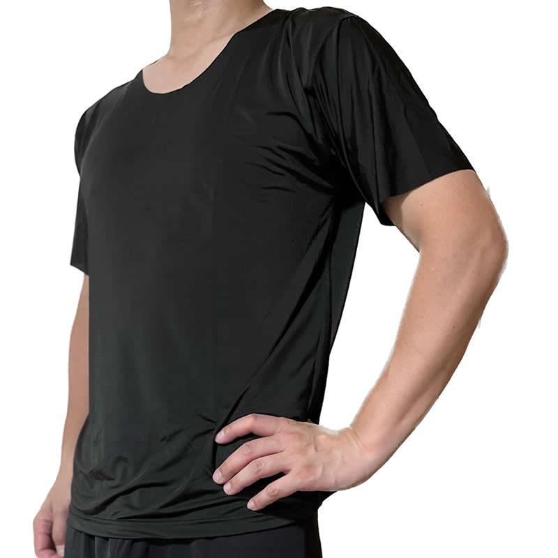 送料無料 接触冷感 メンズ ルームウエア 半袖シャツ + ハーフパンツ 上下セット 薄手 大きいサイズ M L XL 半袖丸首シャツ アイスシルク 軽い 下着 Tシャツ |  | 18