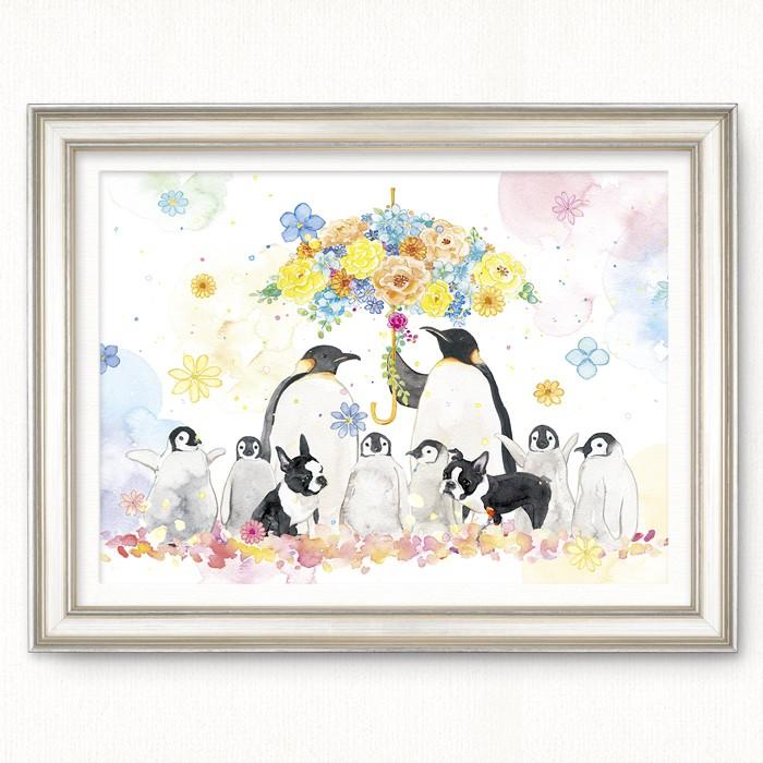 ポスター ボストンテリア ボステリ ペンギン 花柄 犬 動物 子供部屋にも 飾り イラスト インテリア 5031 Puk 通販 Yahoo ショッピング