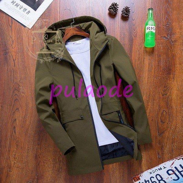 トレンチコート メンズ 春秋コート ロングコート ビジネスコート フード付き ジャケット スプリングコート アウター お洒落 カジュアル ファッション 無地 超歓迎