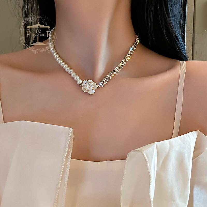 ネックレス パールネックレス アクセサリー フラワーモチーフ 花 