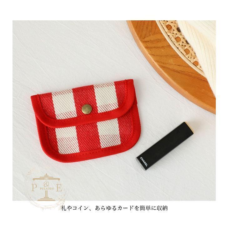 ポーチ 小銭入れ レディース ミニポーチ 帆布 キャンバスポーチ カード入れ 札入れ 帆布ポーチ スナップボタン 可愛い スクエアポーチ 千鳥格子 | ブランド登録なし | 05